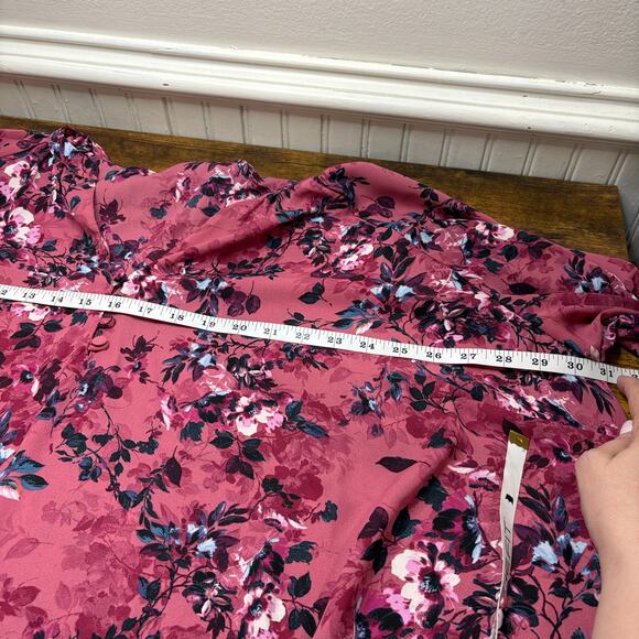 Torrid Size 5X Top Blouse Pink Floral Peasant Georgette Career Bloomcore - Picture 8 of 12